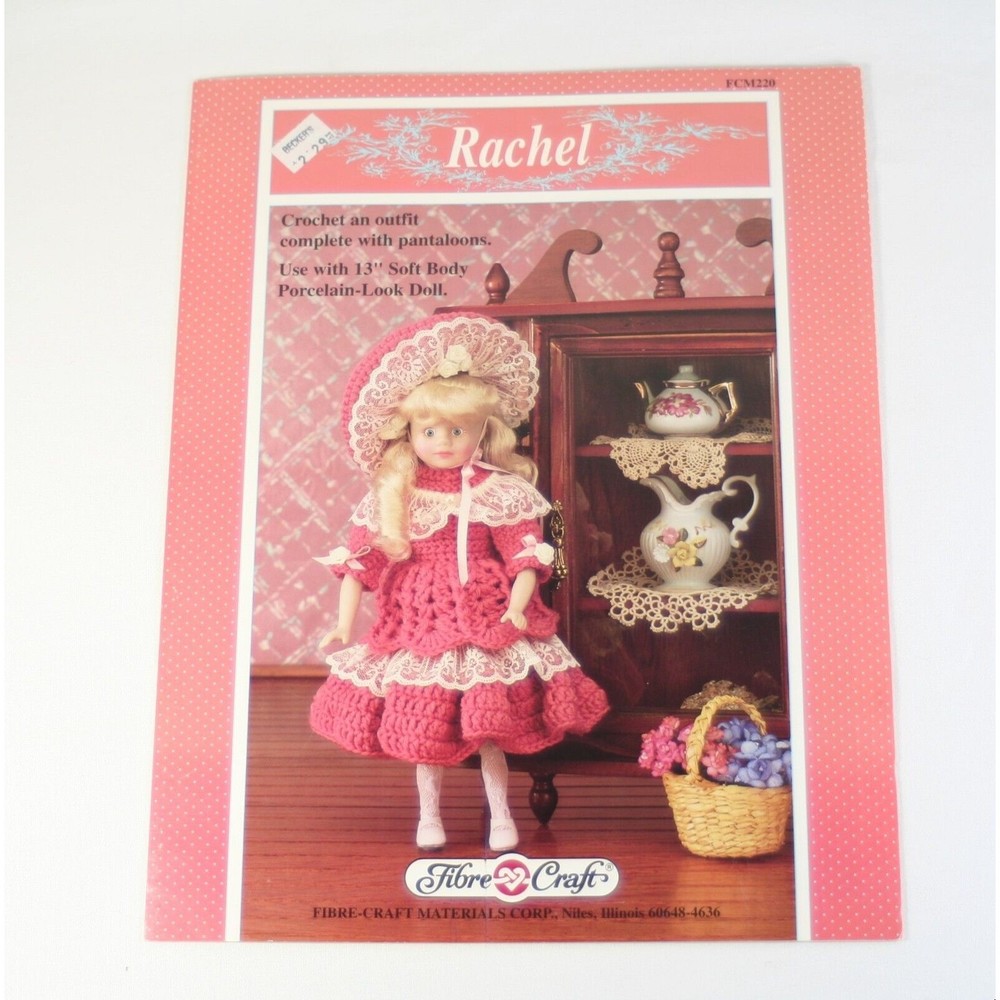 Fibre Craft Crochet Doll Pattern Booklet Rachel 13" FCM 220 1992